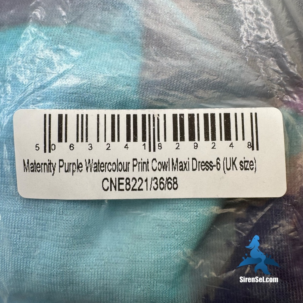1113 NWT PrettyLittleThing Maternity Purple Watercolour Cowl Maxi Dress - Size 2 - Picture 8 of 9
